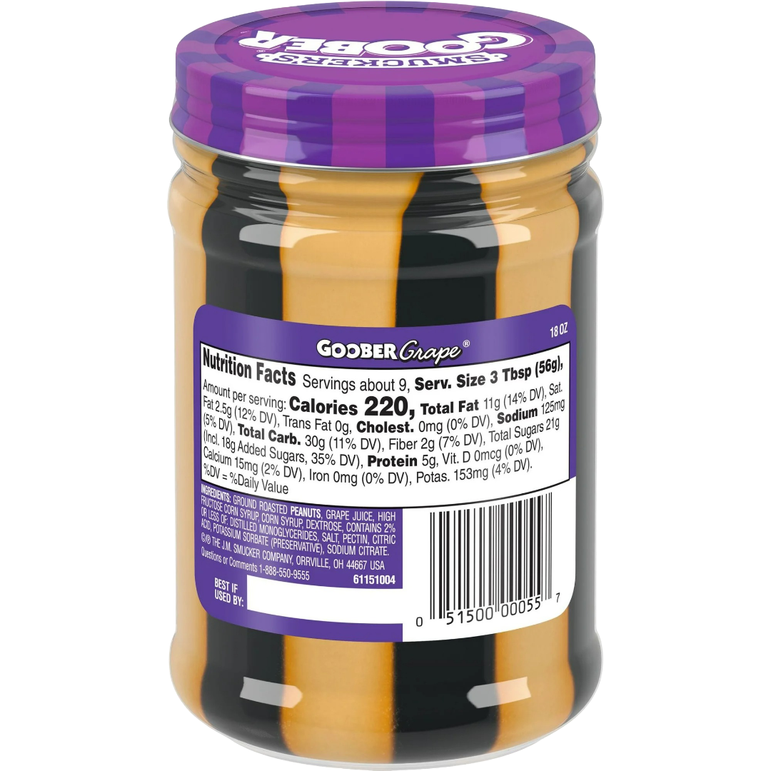 Smucker’s Goober Peanut Butter & Grape Jelly Stripes, 18oz