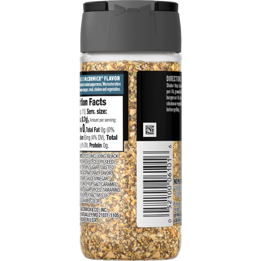 McCormick Grill Mates Cracked Peppercorn & Worcestershire Seasoning, 2.7 oz