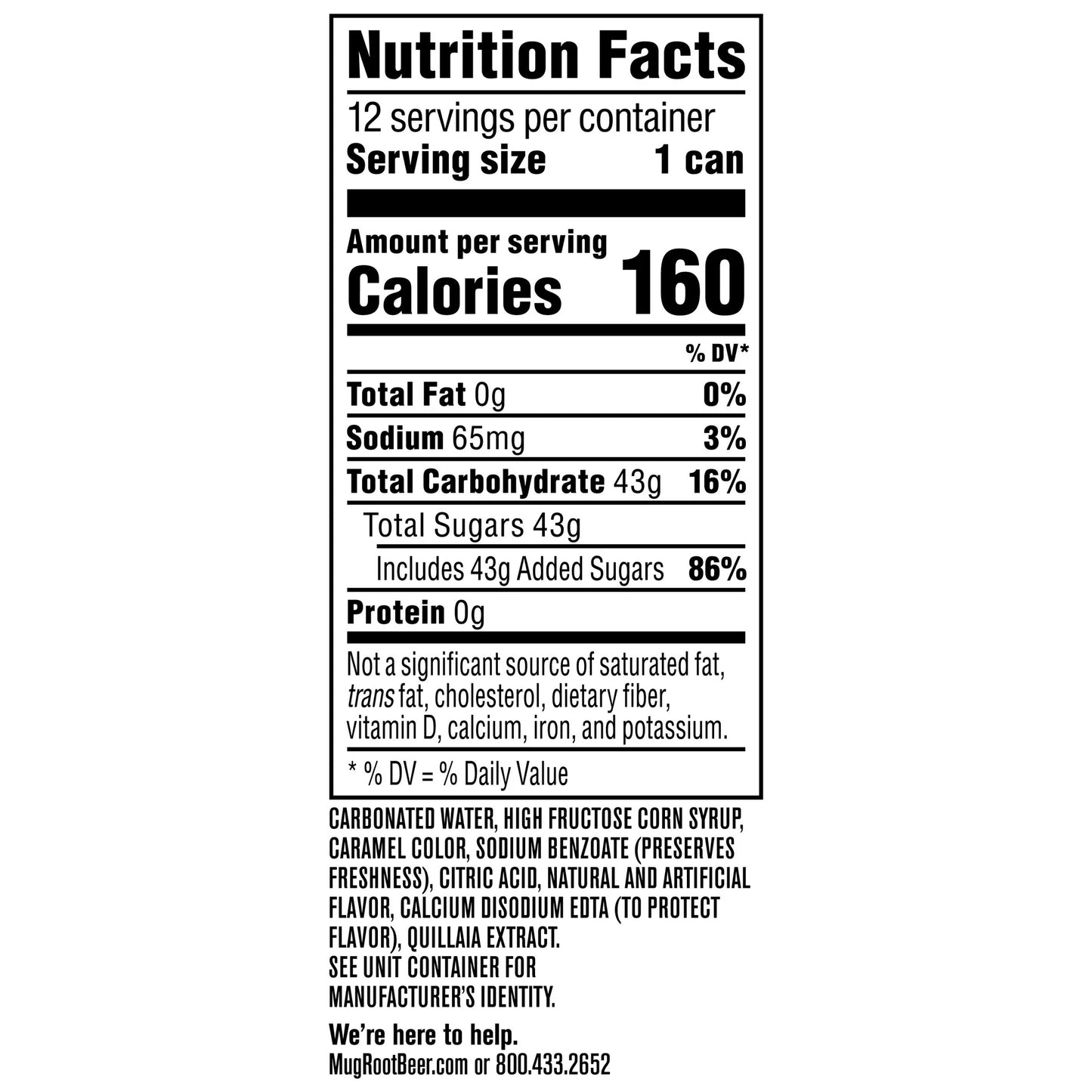 MUG Root Beer Soda Pop, 12 Pack of 12oz Cans