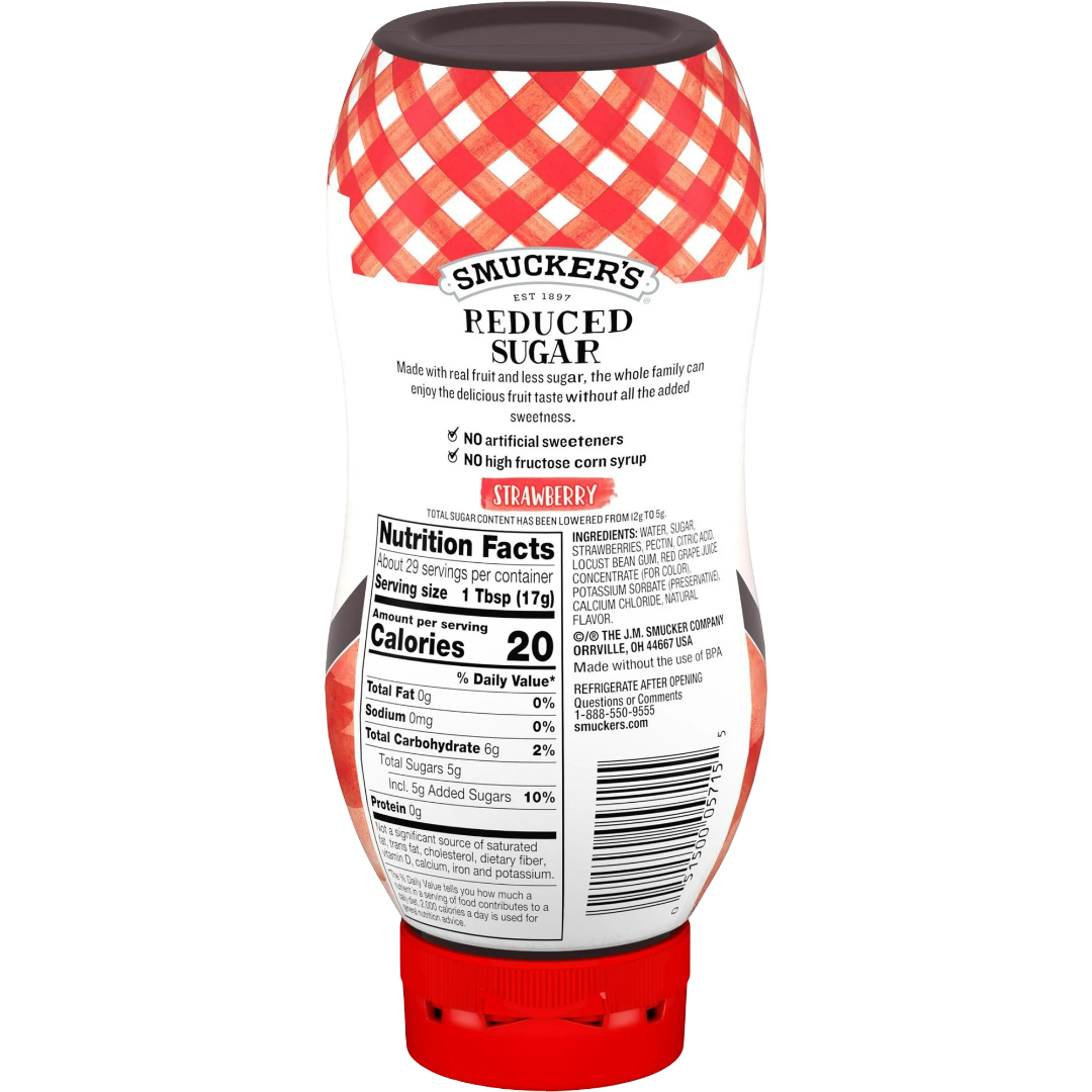 Smucker's Squeezable Reduced Sugar Strawberry Fruit Spread, 17.4oz
