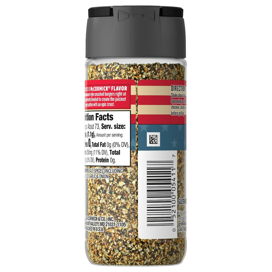 McCormick Grill Mates Gluten Free Smash Burger Seasoning, 2.85oz