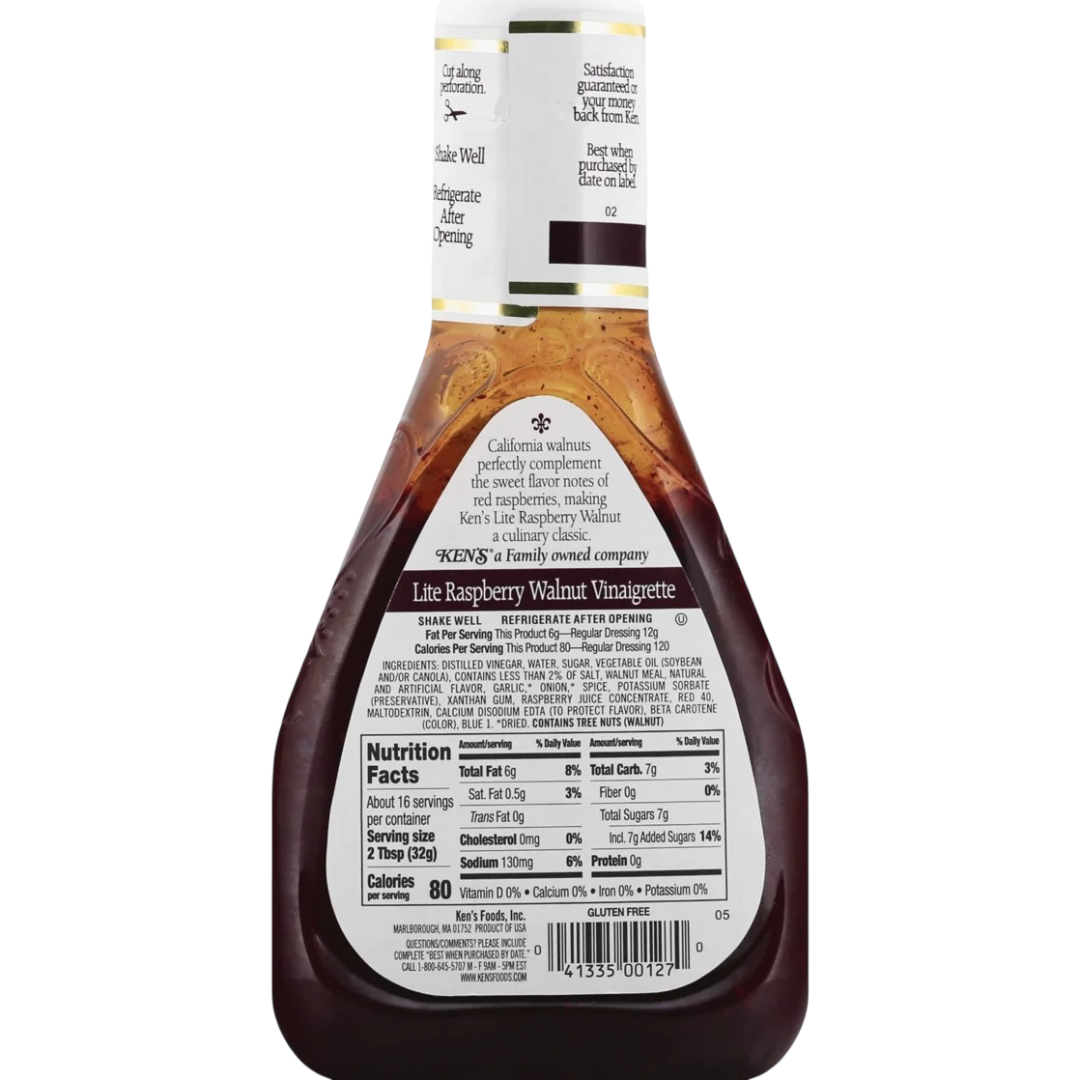 Ken's Steak House Lite Raspberry Walnut Vinaigrette Salad Dressing & Marinade, 16 fl oz