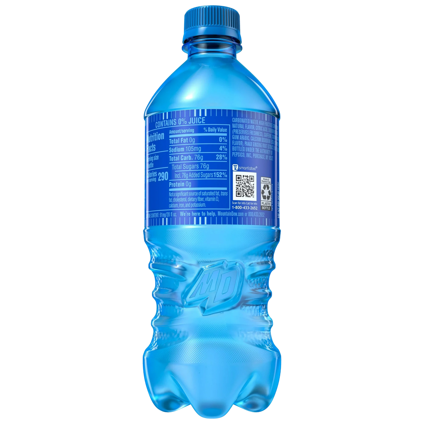 Mountain Dew Voltage Raspberry Citrus & Ginseng Soda Pop 20oz Bottle