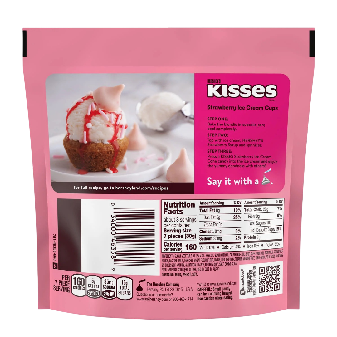 Hershey's Kisses Strawberry Ice Cream Cone Flavored Candy, 8.2 oz