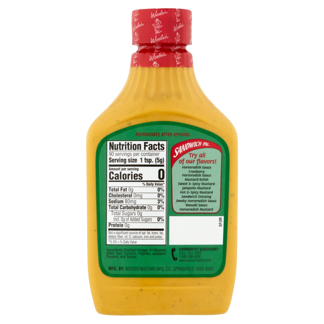 Woeber's Sandwich Pal Jalapeño Mustard, 16oz