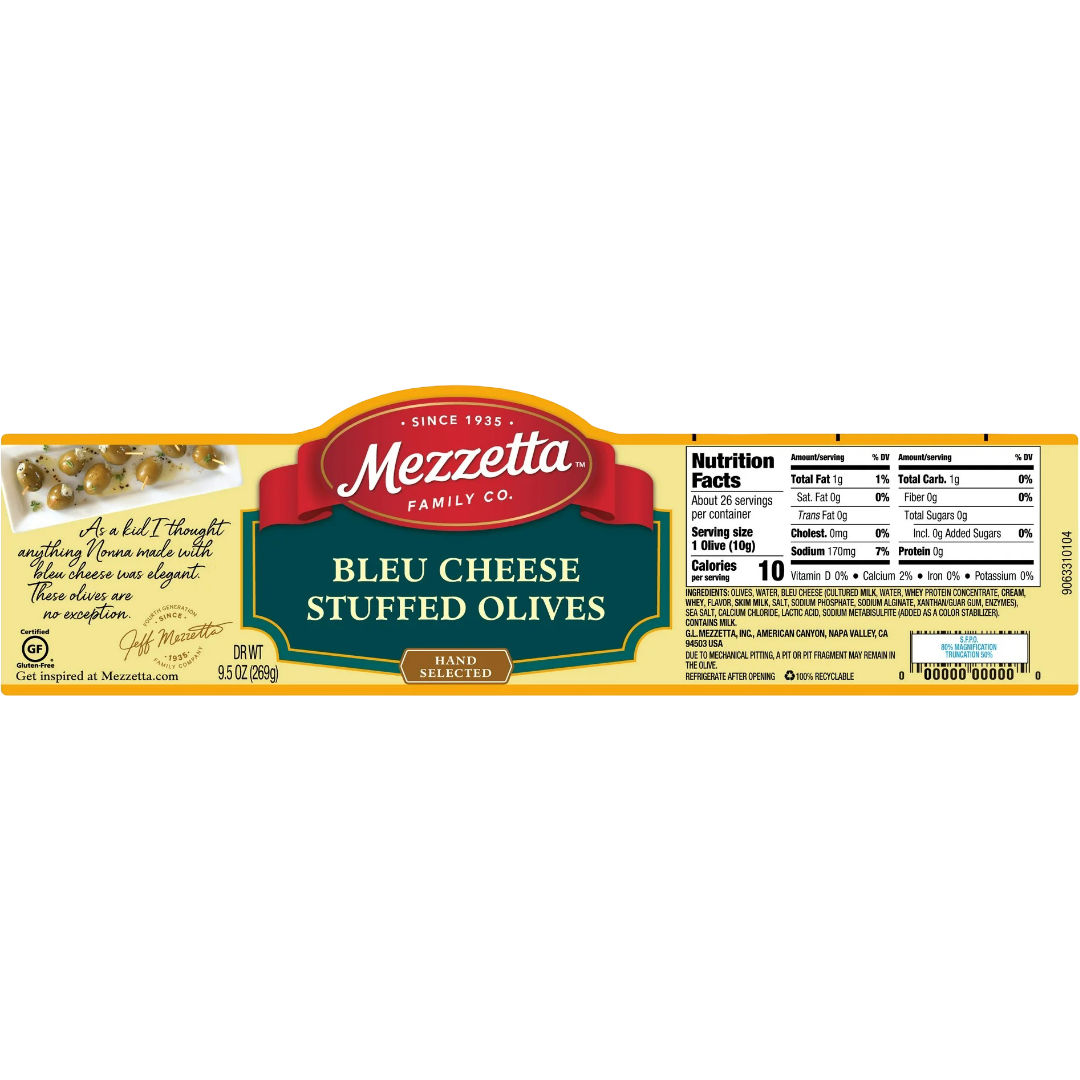 Mezzetta Bleu Cheese Stuffed Olives, 9.5 fl oz