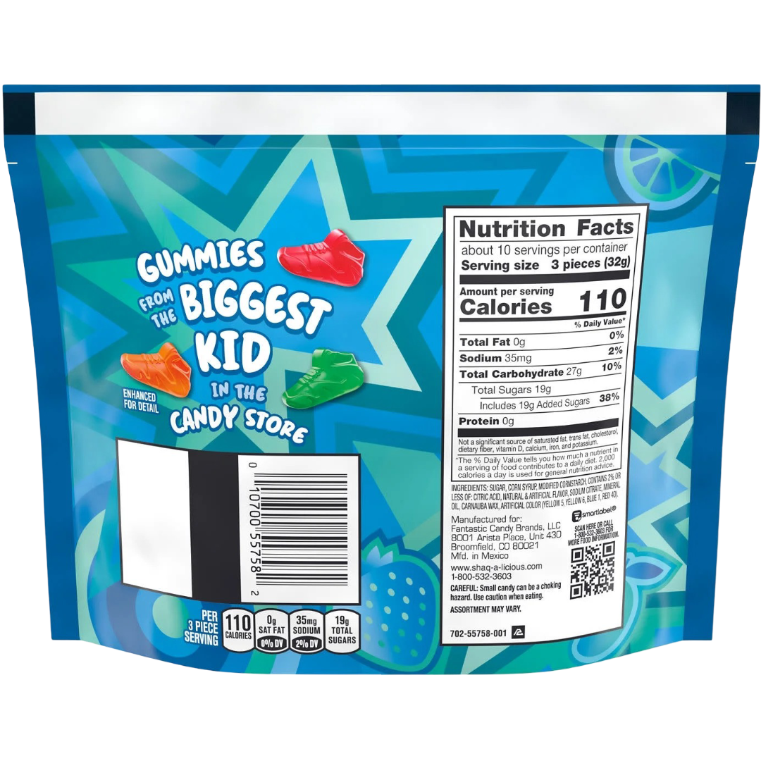 Shaq-A-Licious XL Gummy Sneakers Fruity Chewy Candy, 11.8 oz