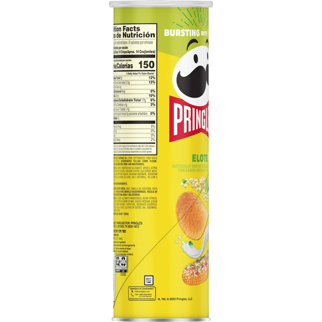 Pringles Elote Mexican Street Corn Potato Crisps Chips, 5.5oz