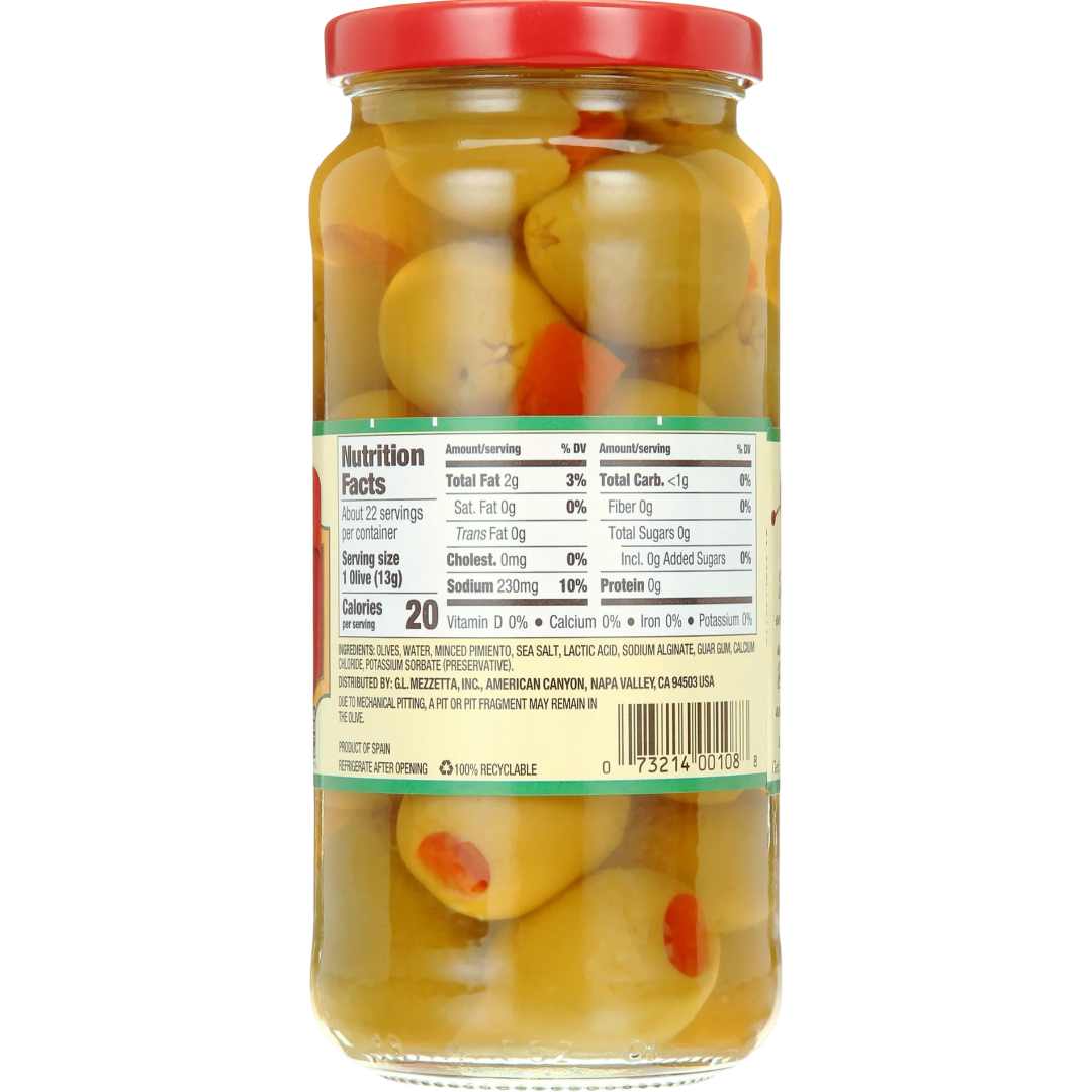 Mezzetta Super Colossal Spanish Queen Olives Pimiento Stuffed, 10 fl oz