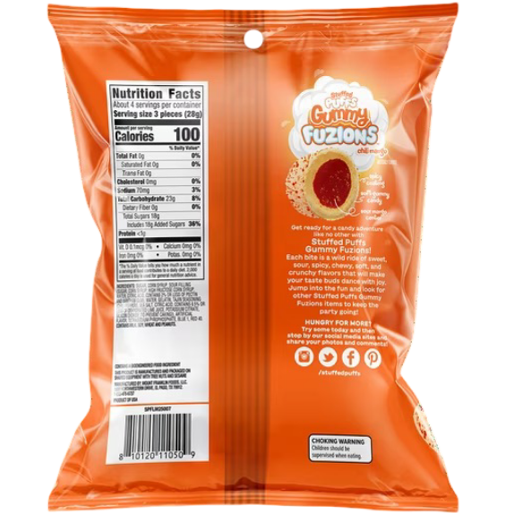 Stuffed Puffs Gummy Fuzions Chili Mango Candy, 4.36 oz