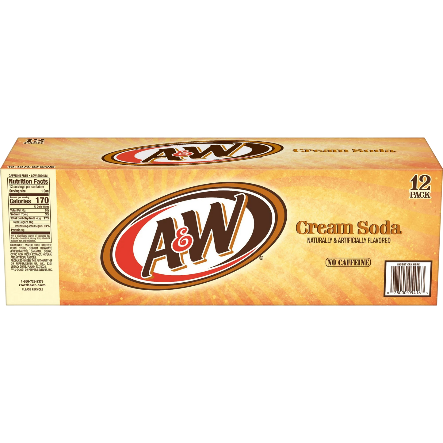 A&W Cream Soda Pop, 12 Pack of 12oz Cans