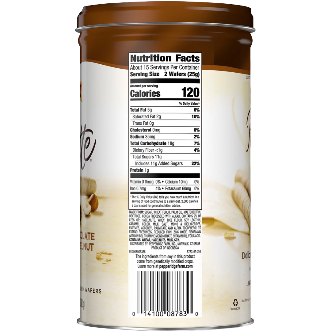 Pepperidge Farm Pirouette Cookies, Chocolate Hazelnut Créme Filled Wafers, 13.5oz