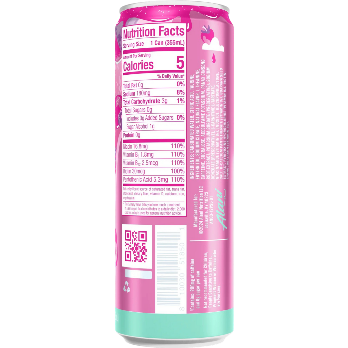 Alani Nu Energy Drink, NEW Pink Slush, 12 fl oz Can