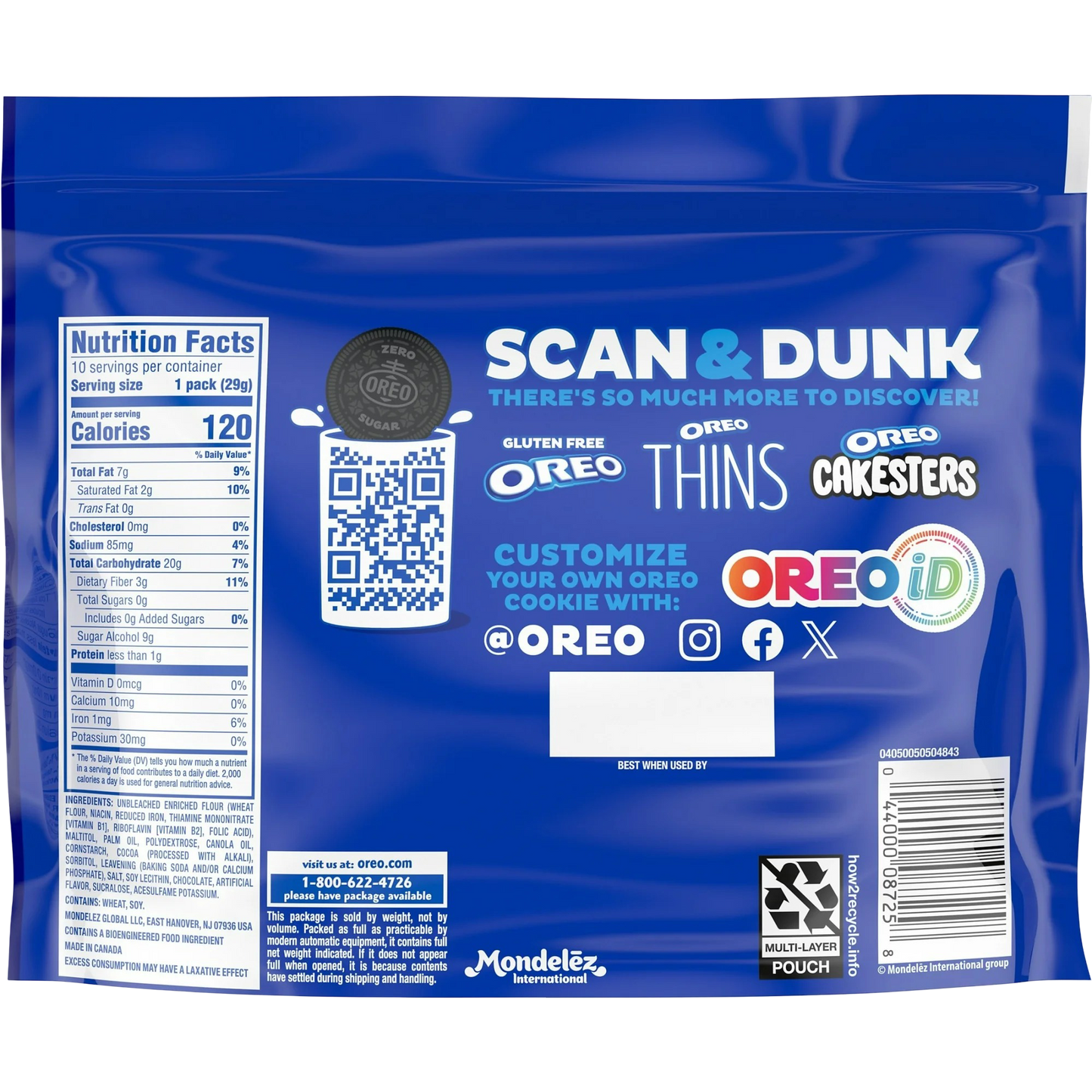 OREO Double Stuf Zero Sugar Chocolate Sandwich Cookies, 10.3 oz