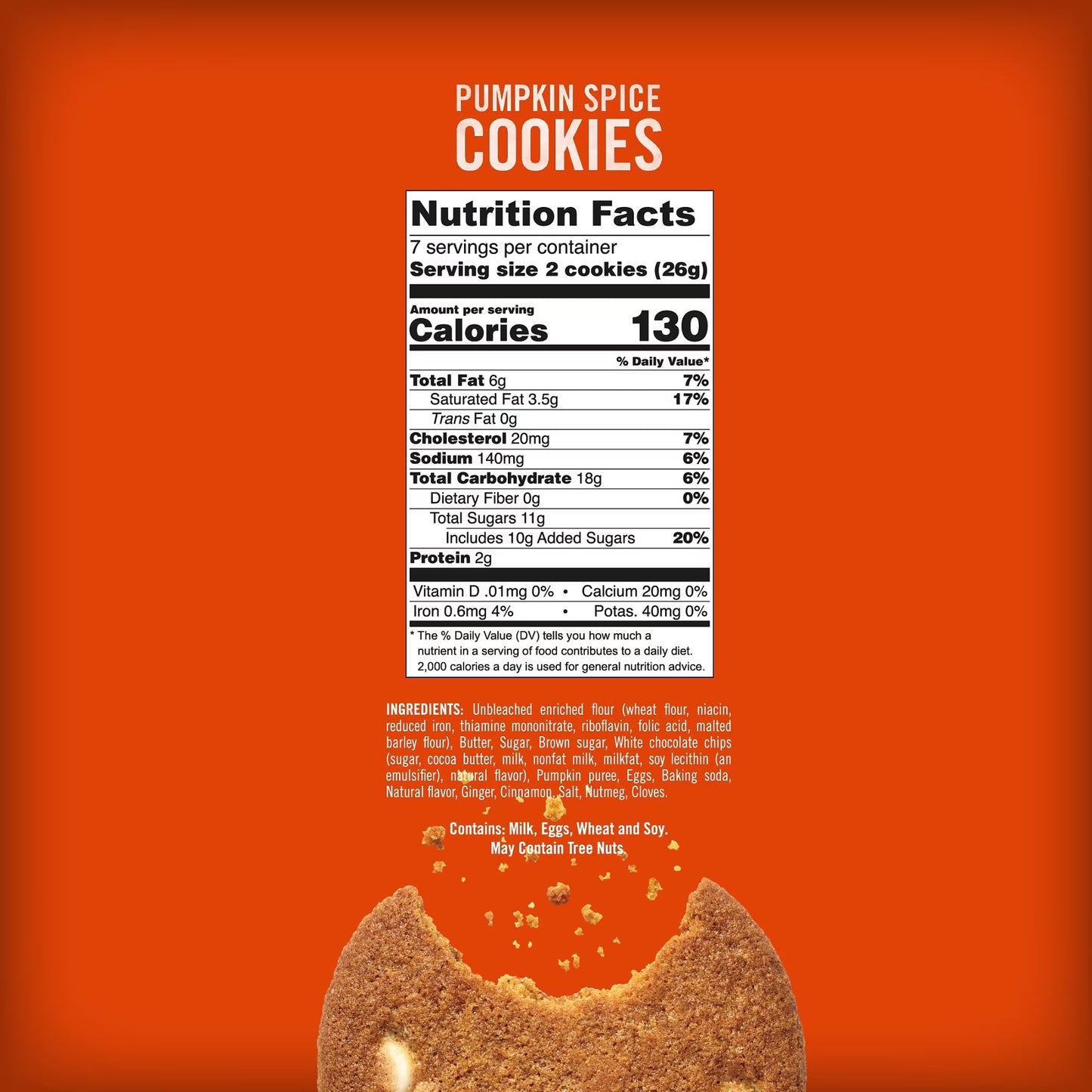 Tate's Bake Shop Pumpkin Spice Cookies with White Chocolate Chips, 6.5 oz