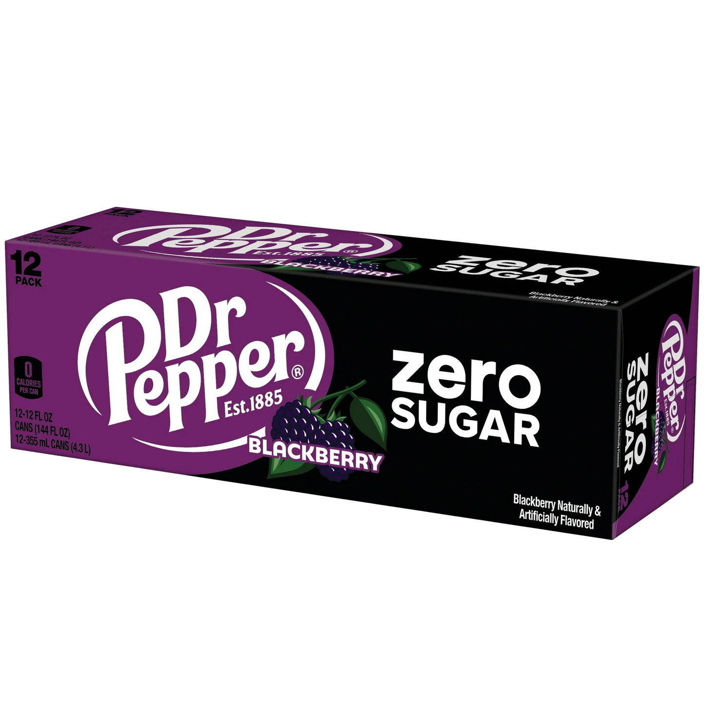 Dr Pepper Blackberry Zero Sugar Soda, 12 Pack of 12 oz Cans
