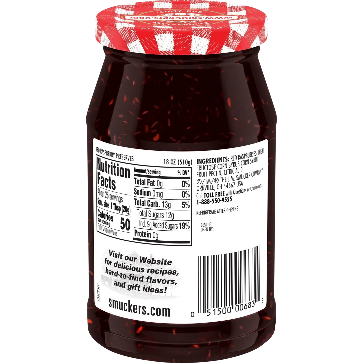 Smucker's Red Raspberry Preserves, 18oz