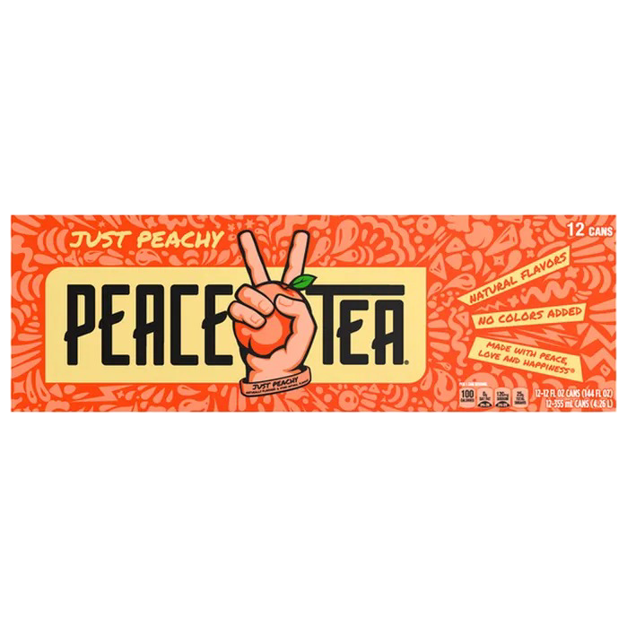 Caddy Shack Peace Tea Peach Flavored, 12 Pack of 12oz Cans