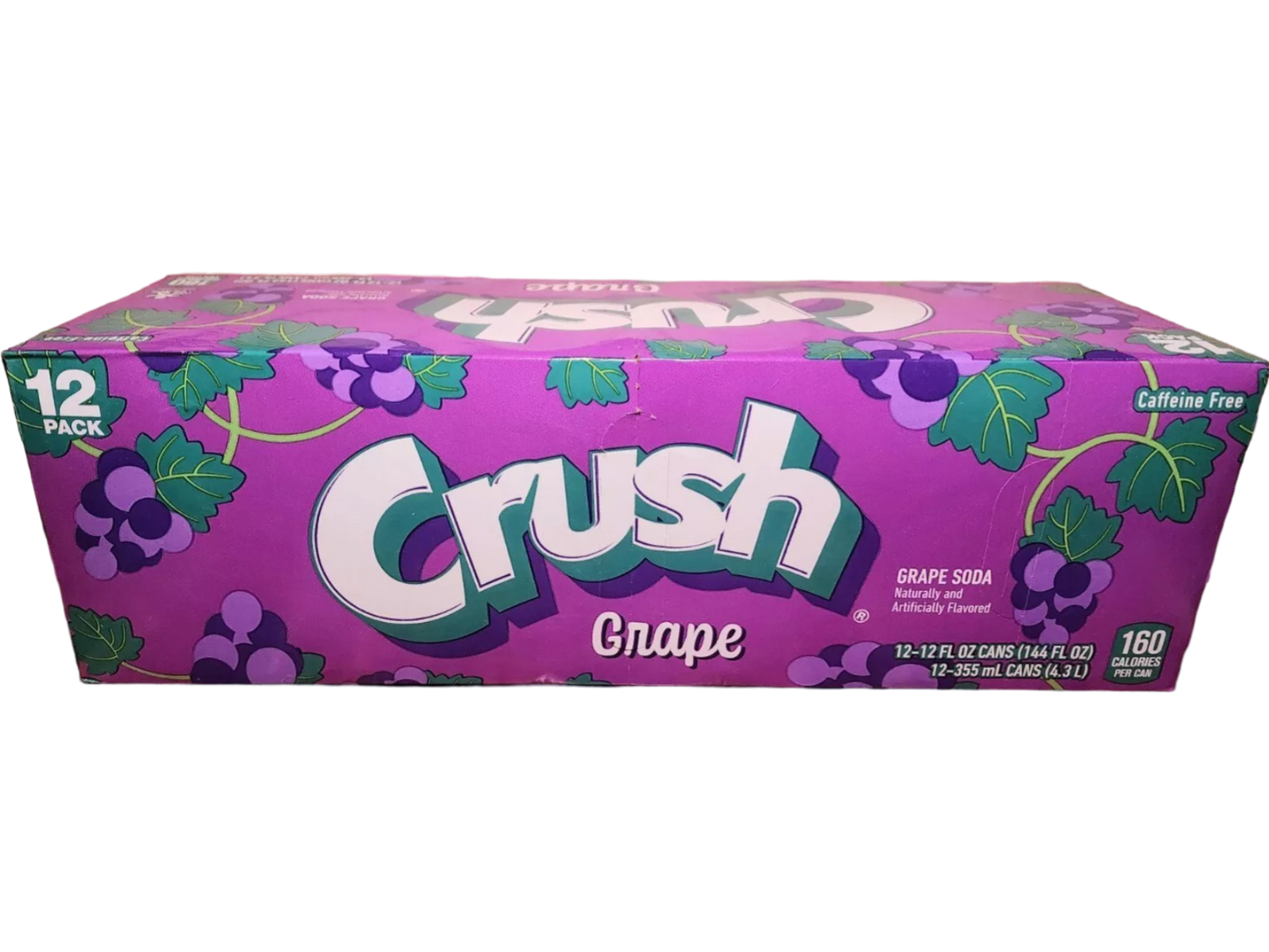 Crush Grape Soda Pop Caffeine Free, 12 Pack of 12oz Cans
