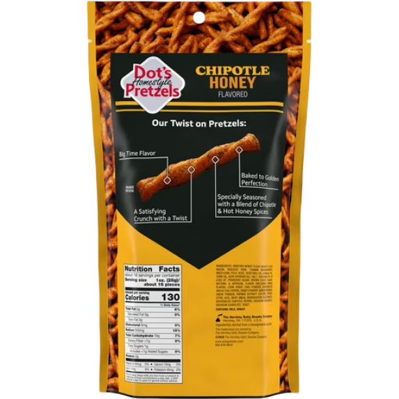 Dot's Homestyle Pretzels, Chipotle Honey Seasoned Pretzel Twists, 16 oz