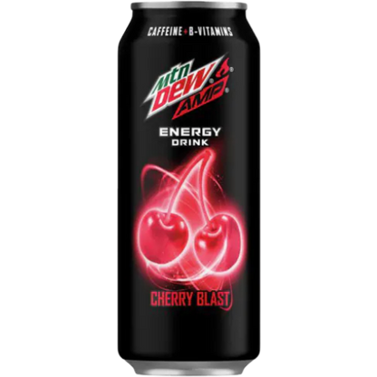 Mountain Dew Amp Energy Cherry Blast 16 oz Unopened Can MTN