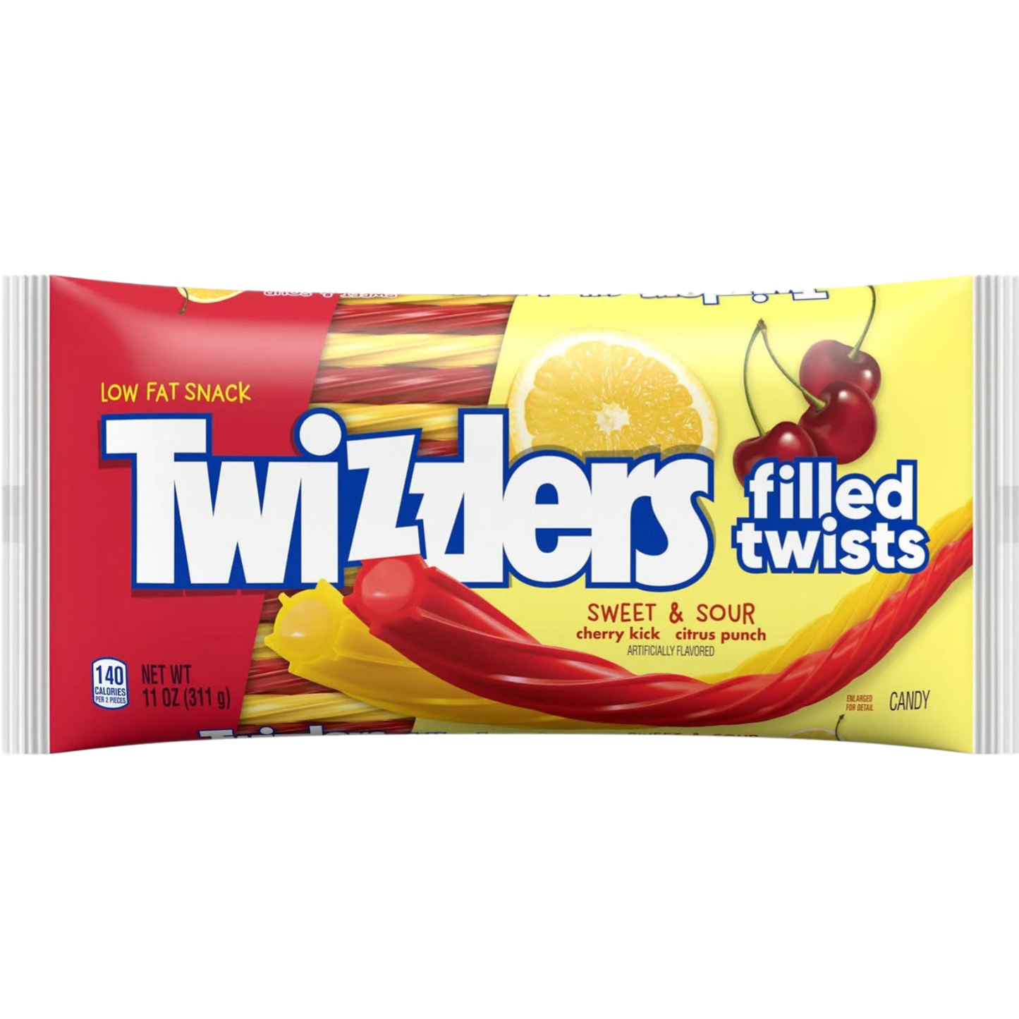 Twizzlers Filled Twists Cherry Kick and Citrus Punch Licorice Style Candy, 11oz