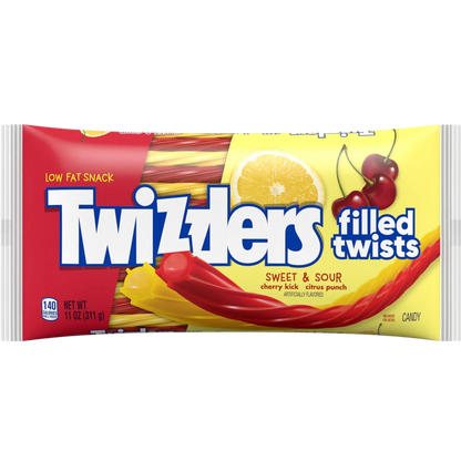 Twizzlers Filled Twists Cherry Kick and Citrus Punch Licorice Style Candy, 11oz