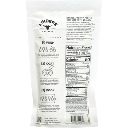 Kinder's Woodfired Garlic Seasoned Panko Bread Crumb Coating, 5oz