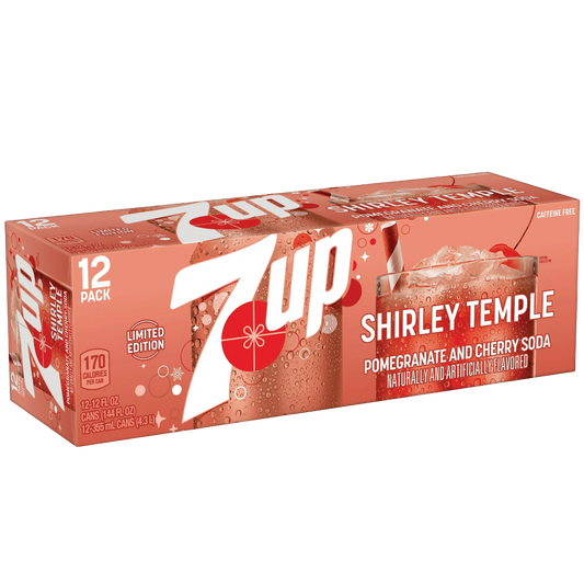 7up Shirley Temple Pomegranate & Cherry Flavored Soda, 12 Pack of 12oz Cans