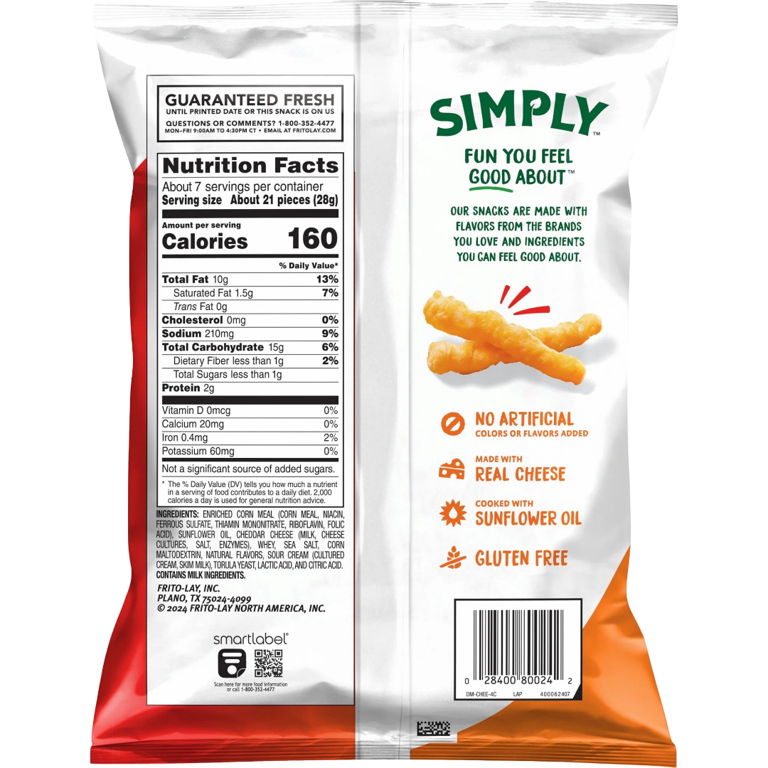 Simply Cheetos Crunchy Cheese White Cheddar Flavored Snacks, 6.5 oz