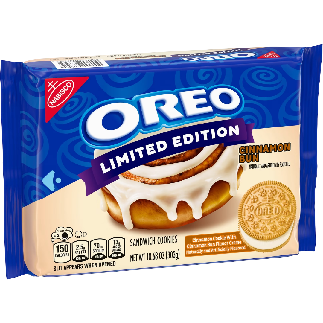 OREO Cinnamon Bun Sandwich Cookies, Limited Edition, 10.68 oz