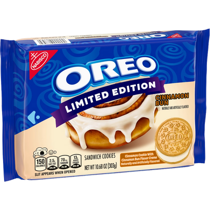 OREO Cinnamon Bun Sandwich Cookies, Limited Edition, 10.68 oz