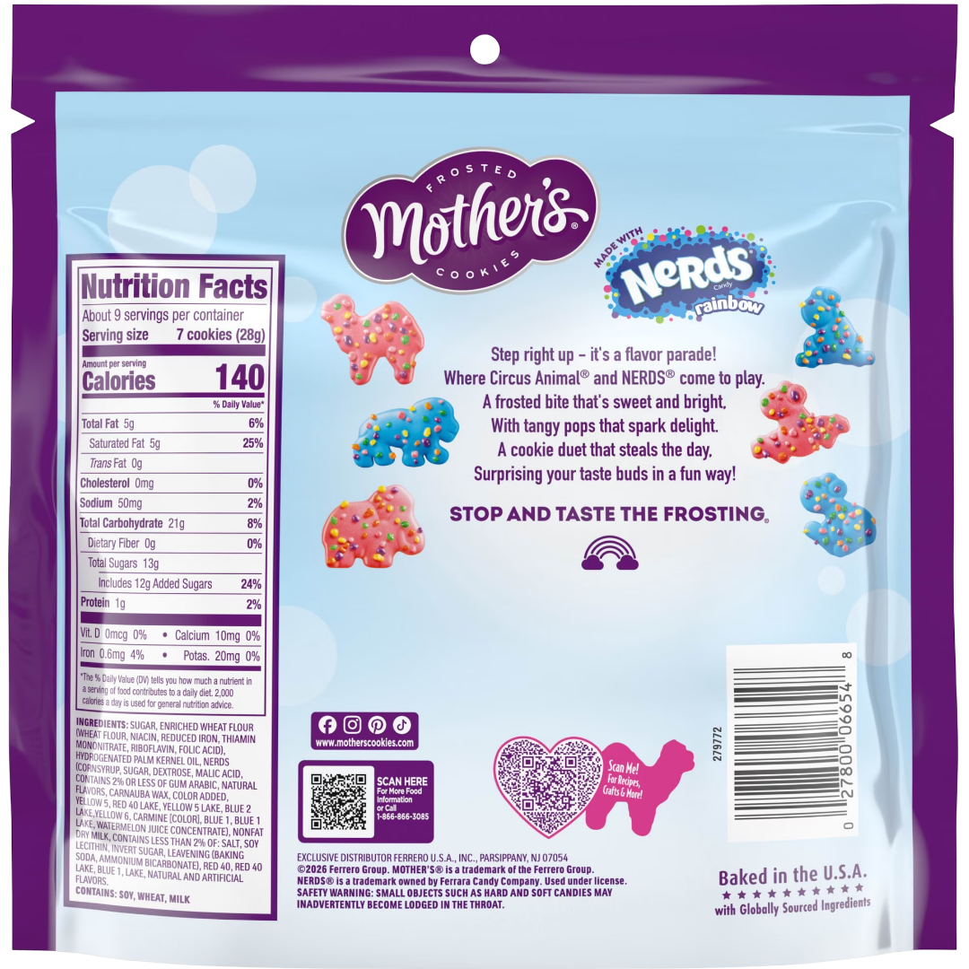 Mother’s x NERDS Candy Sweet & Tangy Frosted Cookies, 9 oz