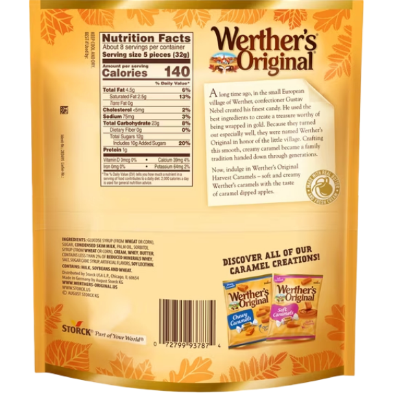 Werther's Original Limited Edition Fall Caramel Apple Soft Caramels, 8.57 oz