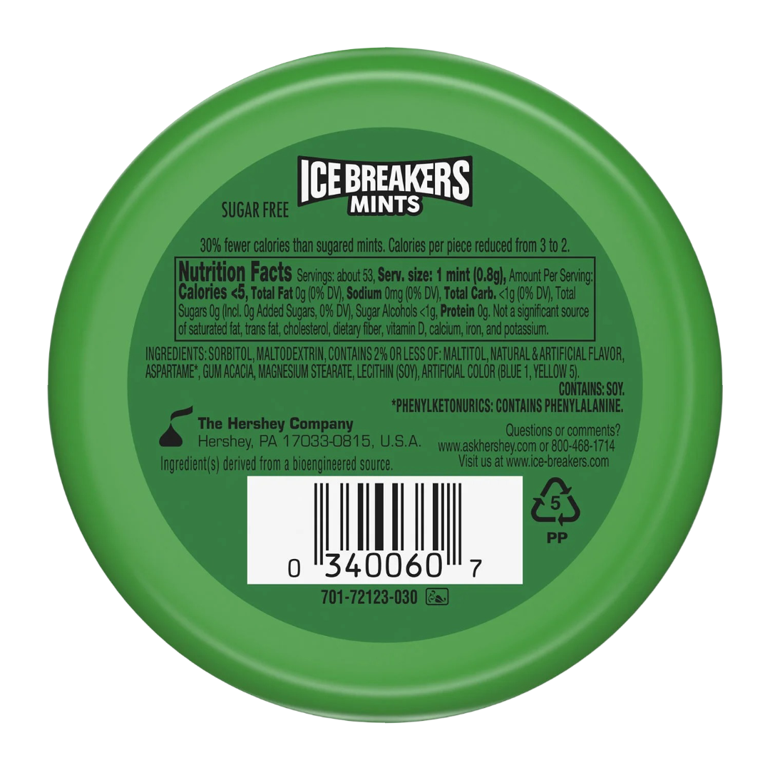 Ice Breakers Spearmint Sugar Free Mints, 1.5oz