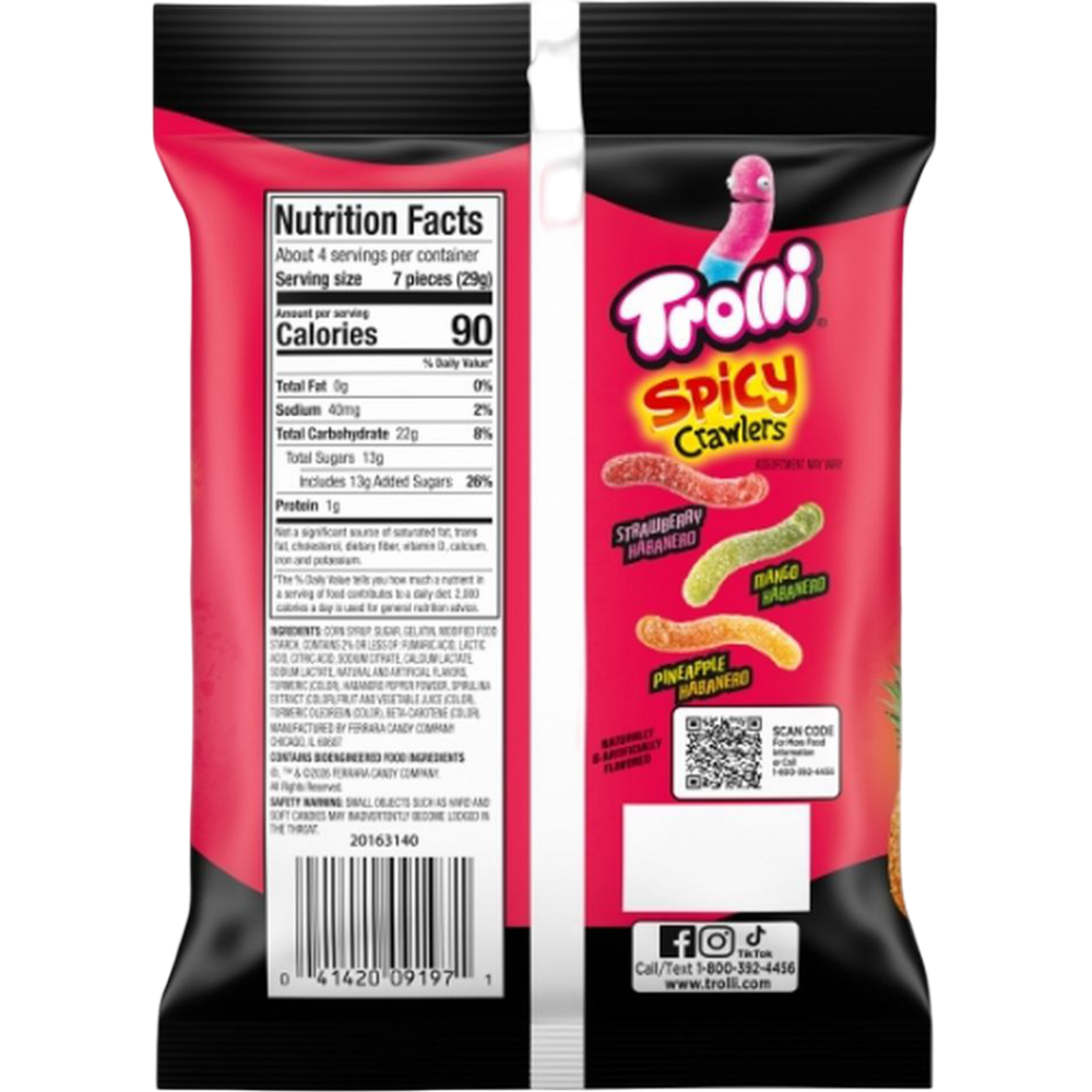 Trolli Spicy Crawlers Gummy Worms Candy, 4.25 oz
