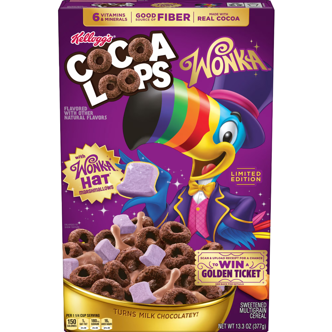 Kellogg's Cocoa Loops Cereal with Wonka Hat Marshmallows, 13.3 oz
