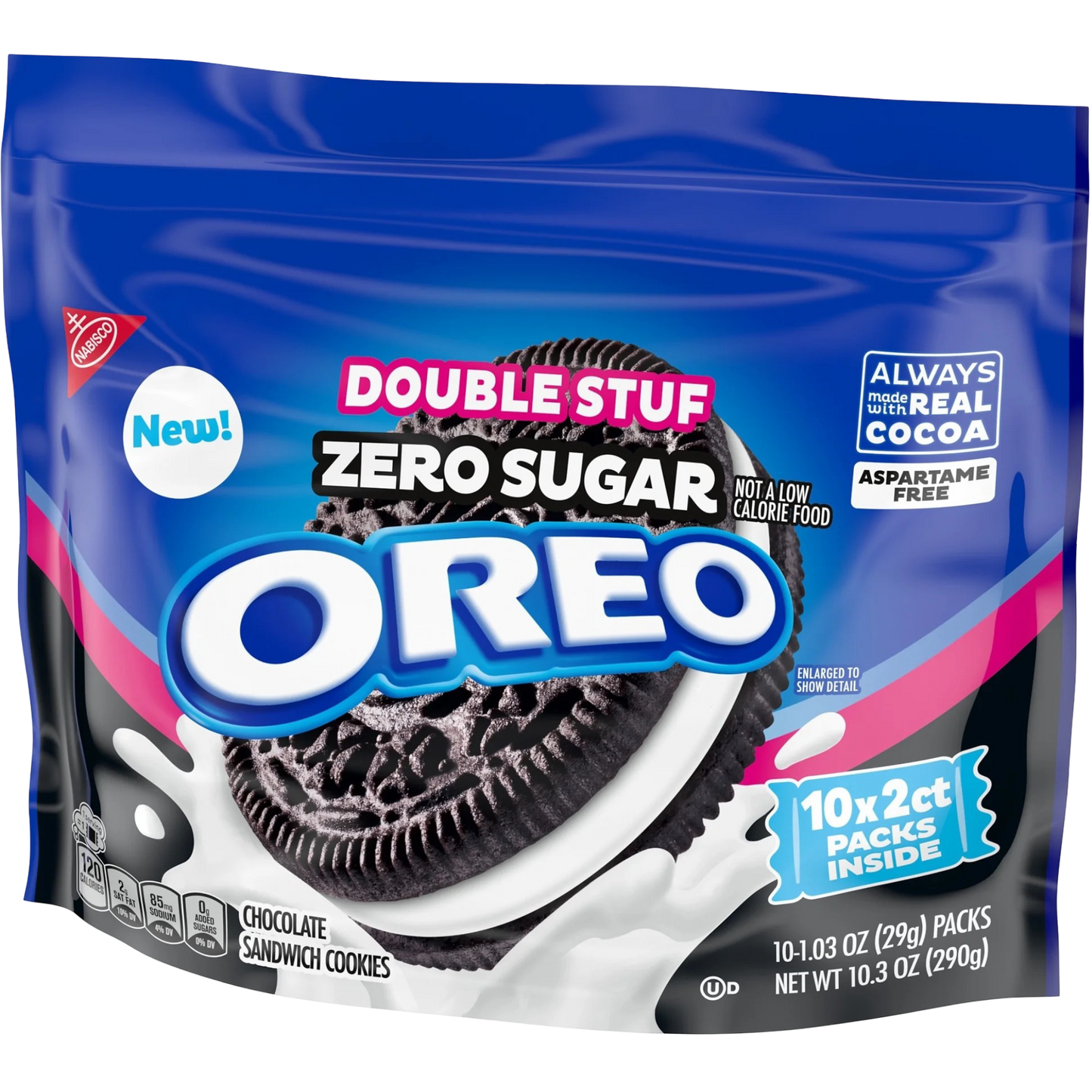 OREO Double Stuf Zero Sugar Chocolate Sandwich Cookies, 10.3 oz