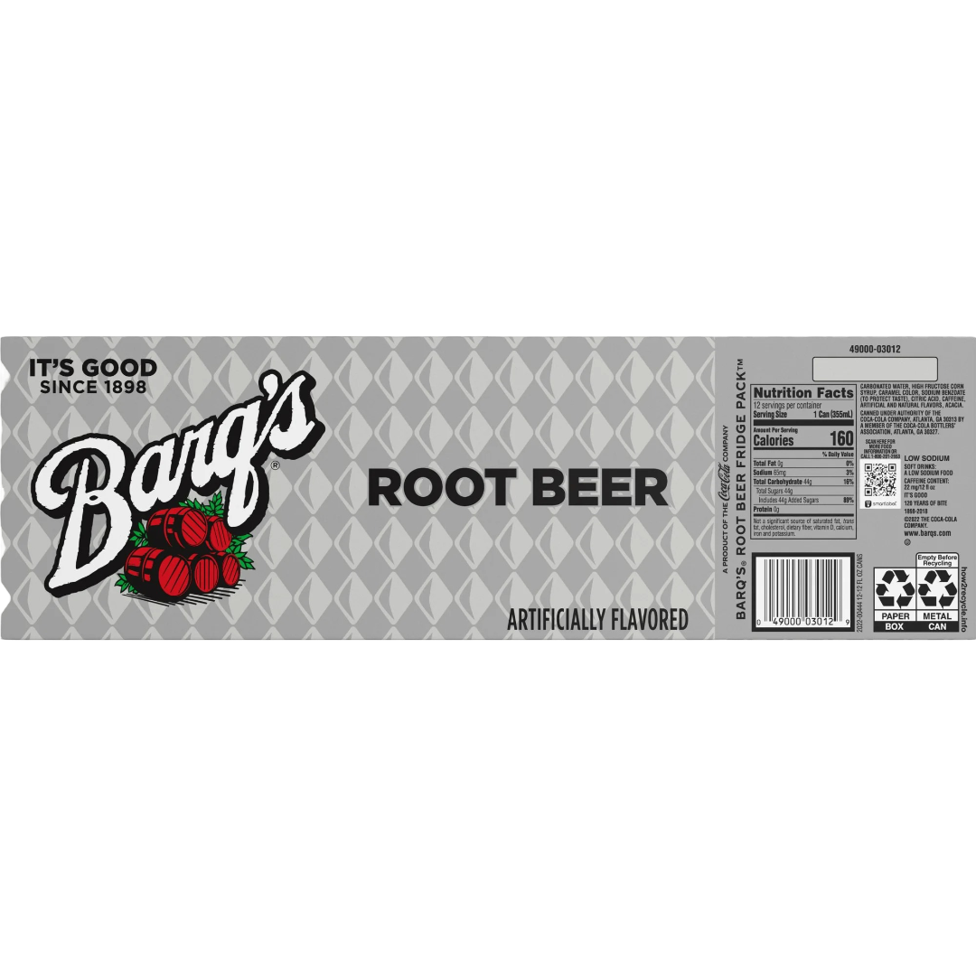 Barq's Root Beer Soda Pop, 12 Pack of 12oz Cans