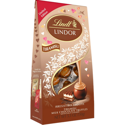 Lindt LINDOR Valentine's Tiramisu Milk Chocolate Candy Truffles, 5.3 oz