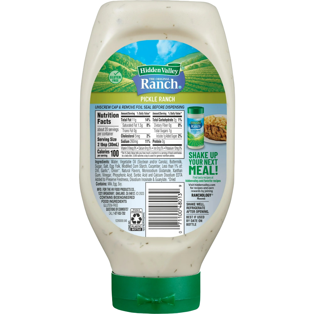 Hidden Valley Pickle Ranch Dipping Sauce Topping and Dressing, 20 fl oz