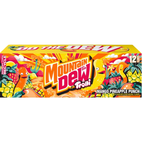 Mountain Dew x Trolli Mango Pineapple Punch, 12 Pack of 12 fl oz Cans