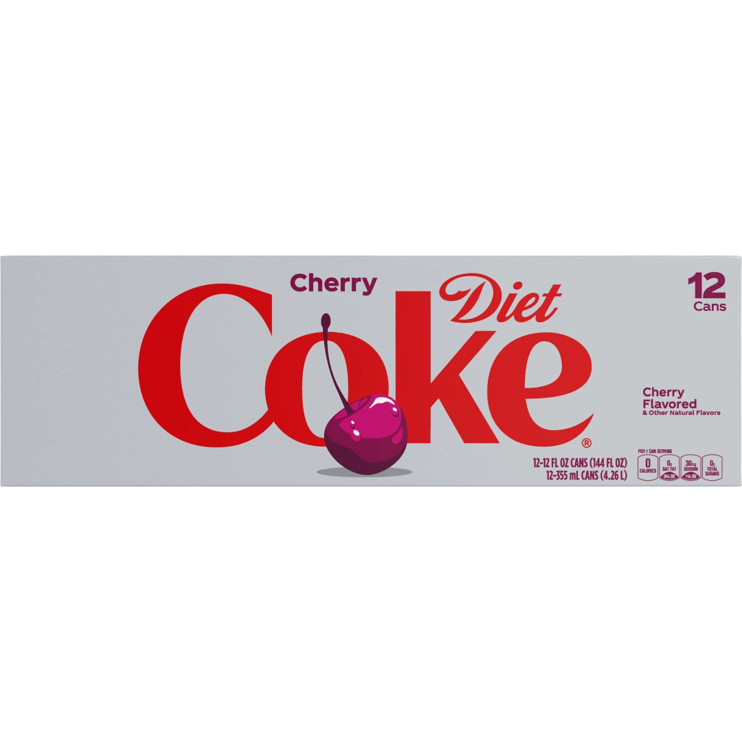 Coca Cola Cherry Diet Soda, 12 Pack of 12 fl oz Cans Coke