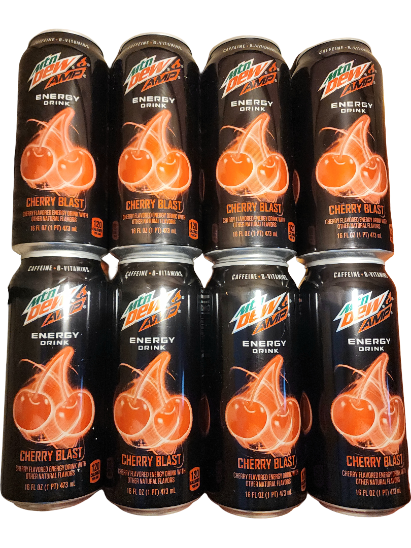 [Bulk] Mountain Dew Amp Energy Cherry Blast 16 oz Unopened (8 Cans)
