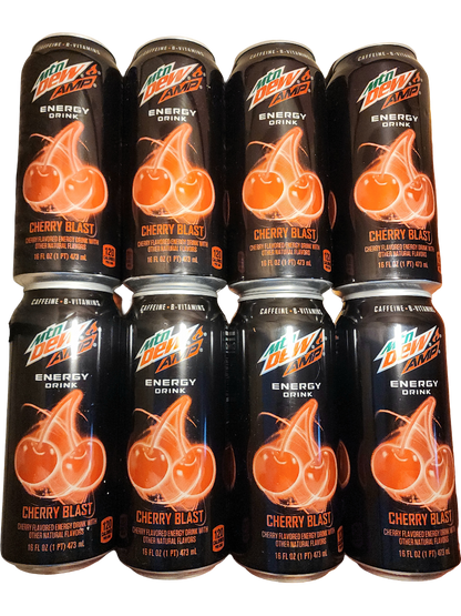 [Bulk] Mountain Dew Amp Energy Cherry Blast 16 oz Unopened (8 Cans)