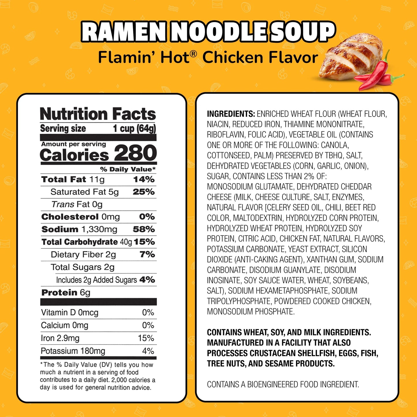 Maruchan Instant Lunch Ramen Noodles, Flamin’ Hot Chicken Flavor, 2.2 oz Cup