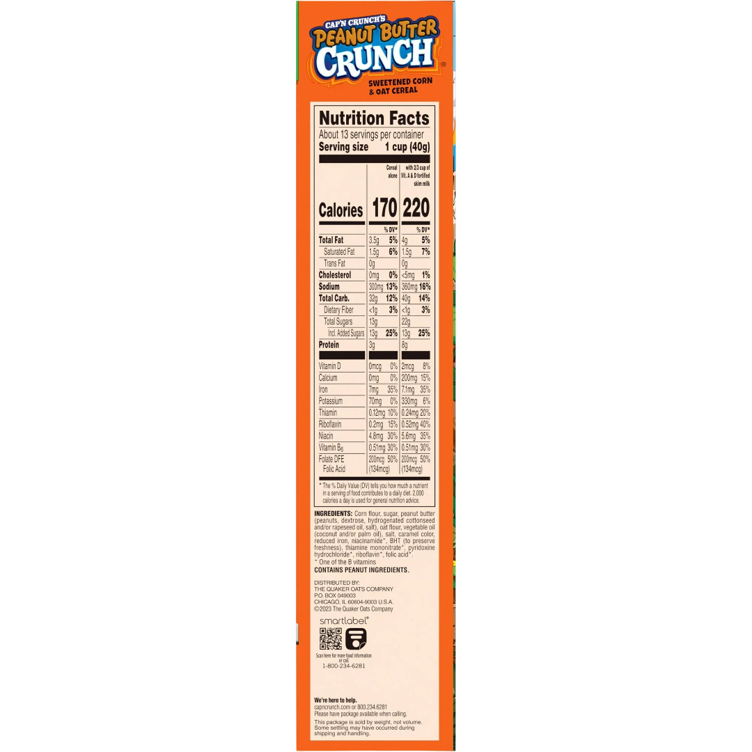 Cap'n Crunch's Peanut Butter Captain Crunch Cereal Family Size, 18.8 oz