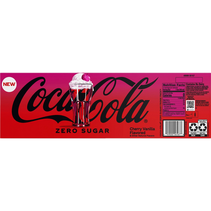 Coca Cola Cherry Float Zero Sugar Soda, 12 Pack of 12 fl oz Cans Coke