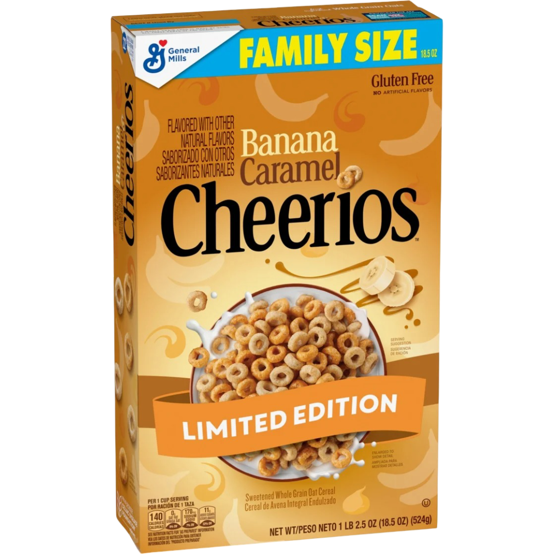 Banana Caramel Cheerios Gluten Free Cereal Limited Edition, Family Size, 18.5 oz