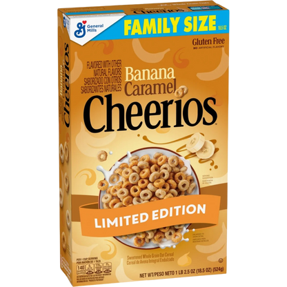 Banana Caramel Cheerios Gluten Free Cereal Limited Edition, Family Size, 18.5 oz